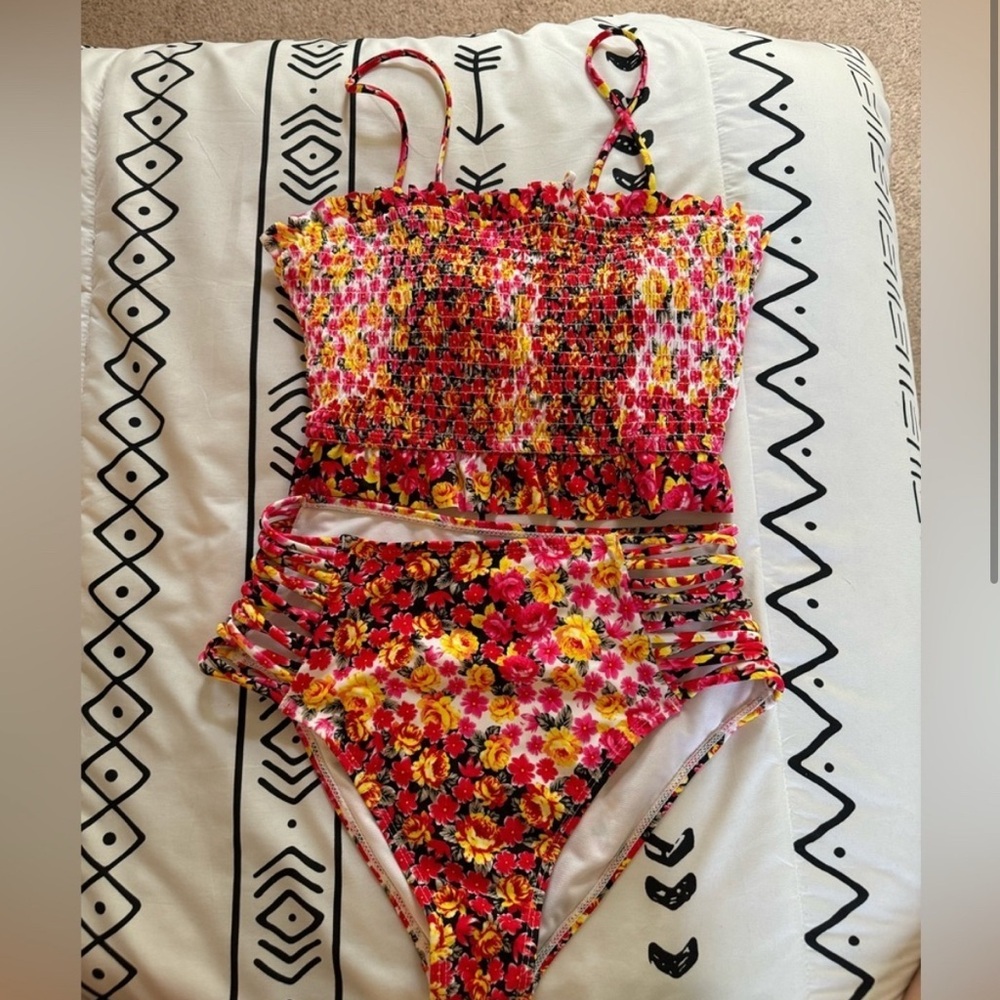 Decree Floral Bikini - Red, Yellow, Black